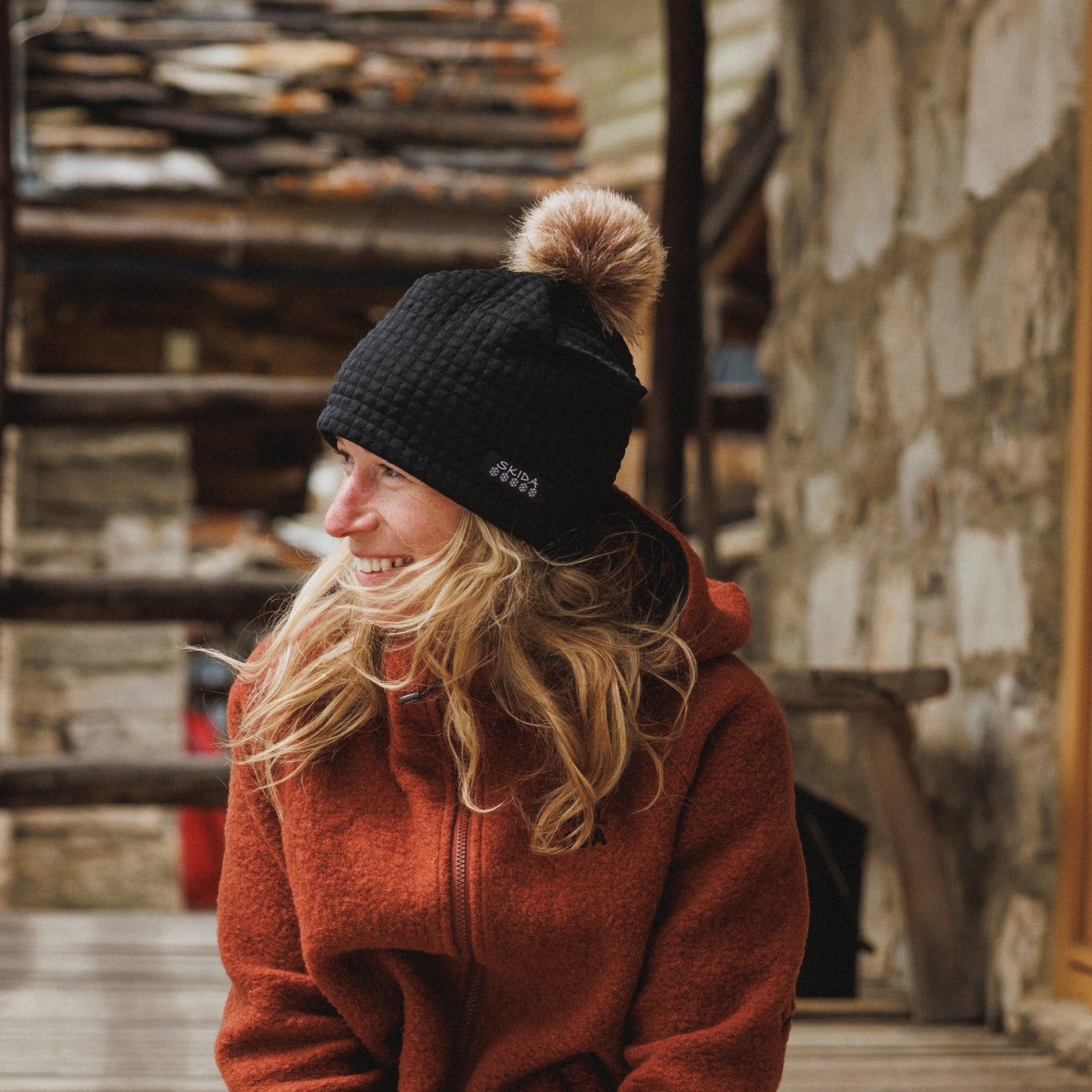 帽子 CLANE MUFFLER KNIT CAP Onyx | Chateau Fleece-Lined Pom Hat