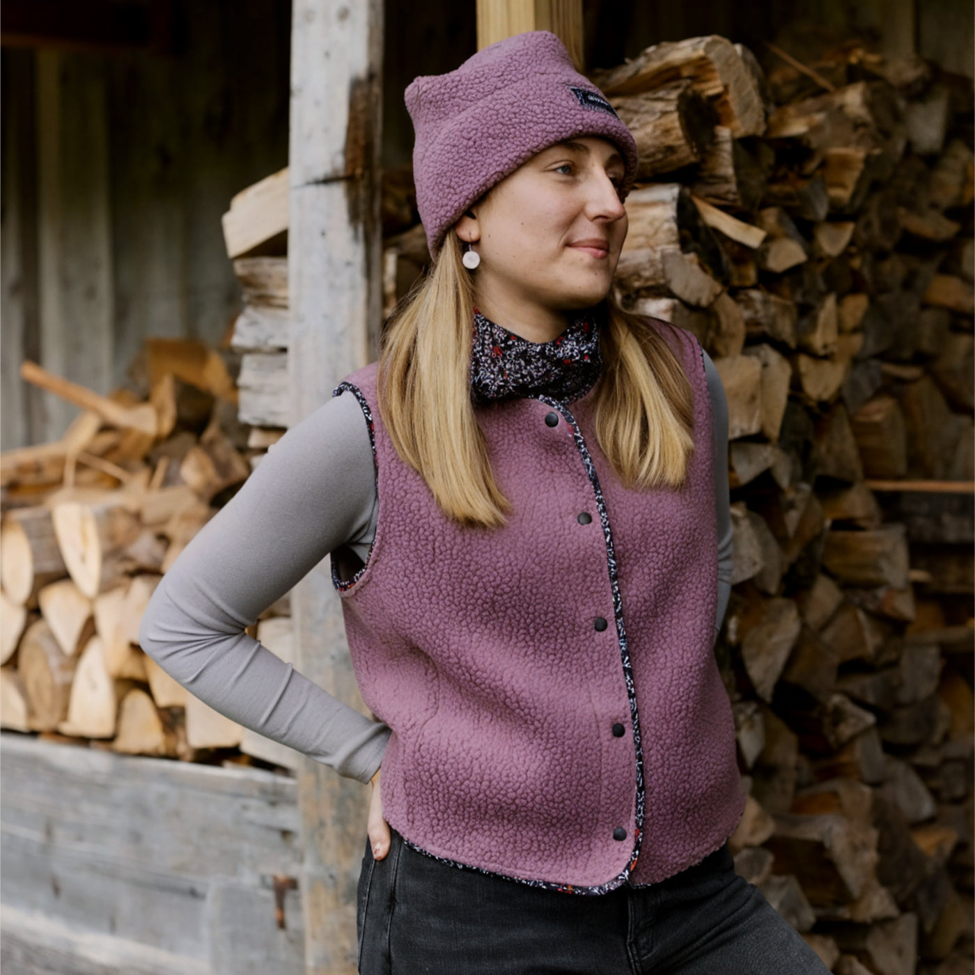 Sugar Plum | High Pile Polartec® Fleece Snap Vest